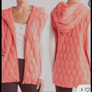 Free People-Coral Quilted Hooded Vest